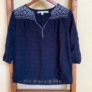 Max studio. XS. blouse black sheer embroidered